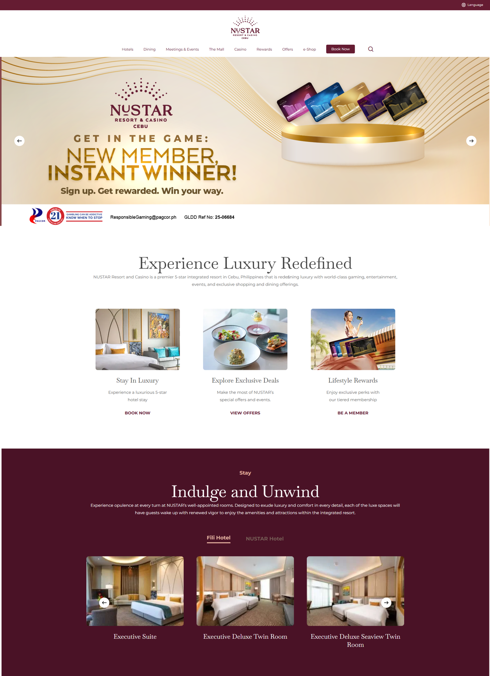 Nustar Resorts & Casino Cebu Website